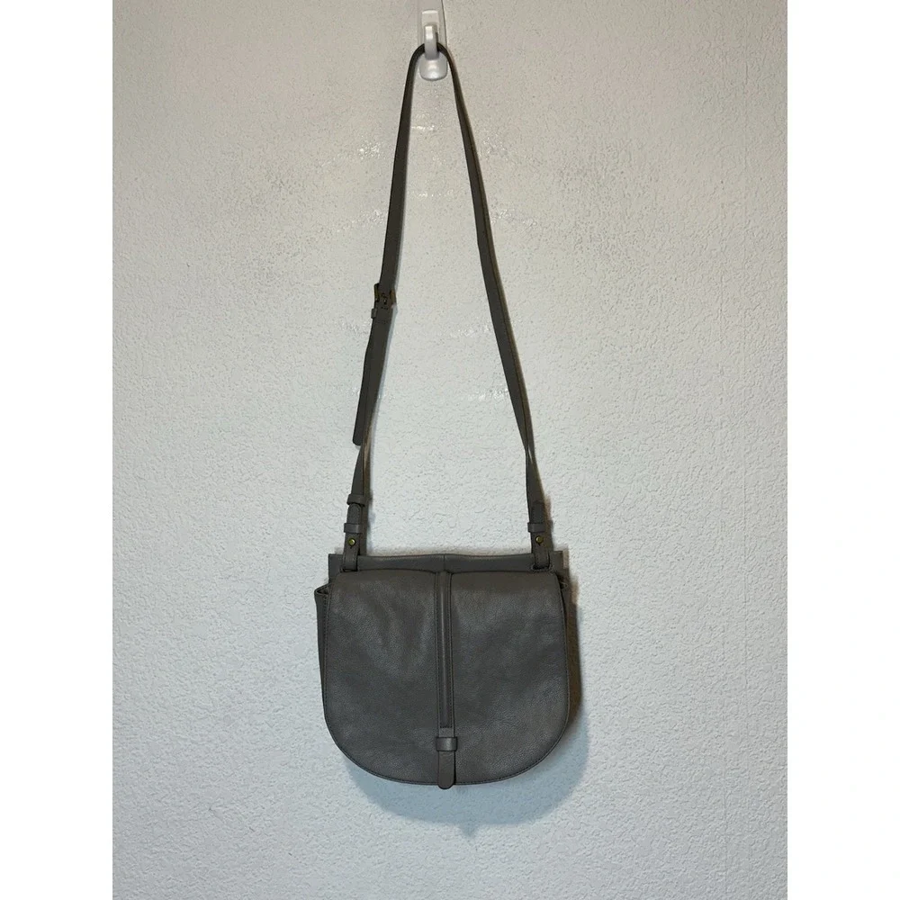 Fossil Pebbled Leather Crossbody Bag Gray Adjustable Strap